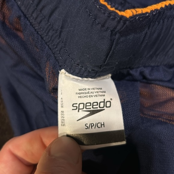 Speedo Men’s Blue w Orange Tie Waist Marina Sport VaporPlus 9” Swim Trunks Small - Picture 8 of 9